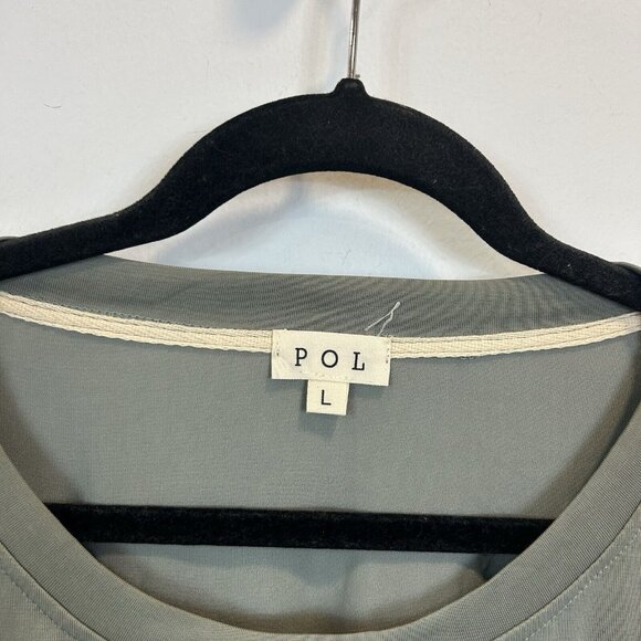 Women’s POL Large Loose Boho Top Split Back Green Gray - Picture 4 of 8